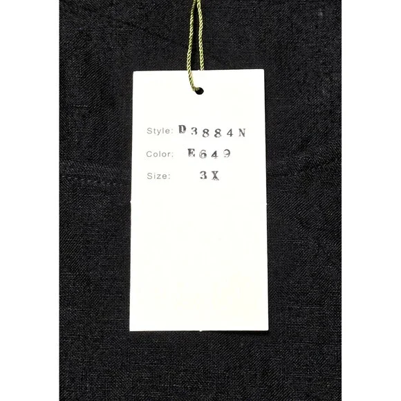 NWT VIVID Black Linen Maxi Dress Sleeveless Long Double Skirt Plus 3x Lagenlook - Picture 7 of 9